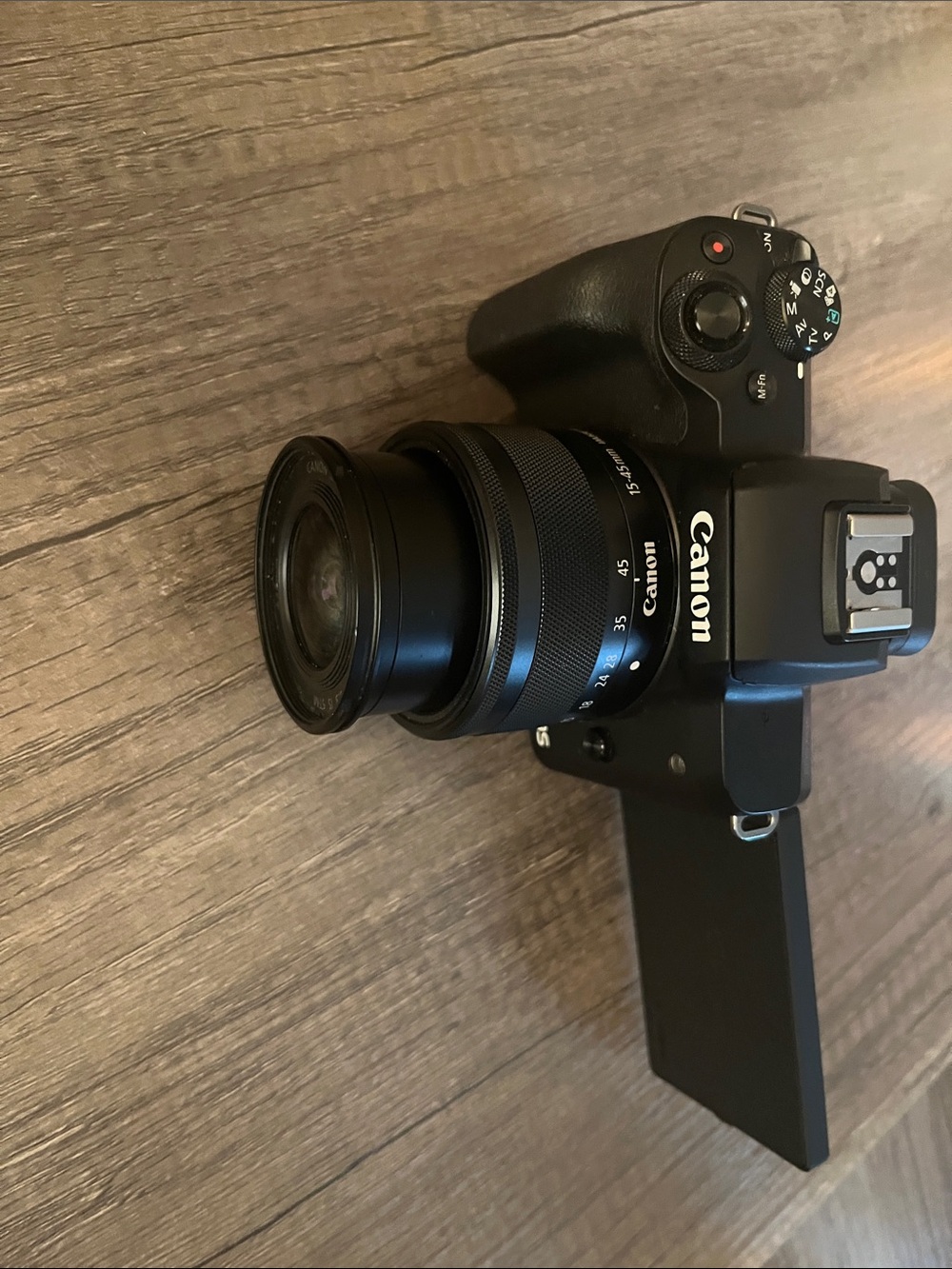 Canon Black Mirrorless Camera with Articulating Screen and Zoom Lens